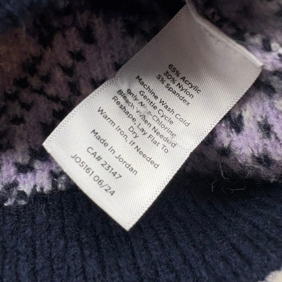 Talbots Diamond Fair Isle Crewneck Sweater Womens 3XL Purple Nordic Style Cozy - Picture 6 of 8